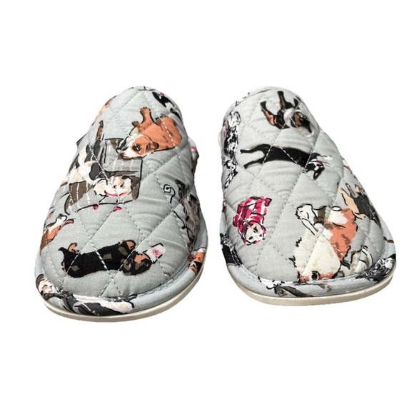 VERA BRADLEY DOG SHOW TRAVEL SLIPPERS: Size MEDIUM 7-8 Quilted Slip On NWOT - Picture 5 of 8